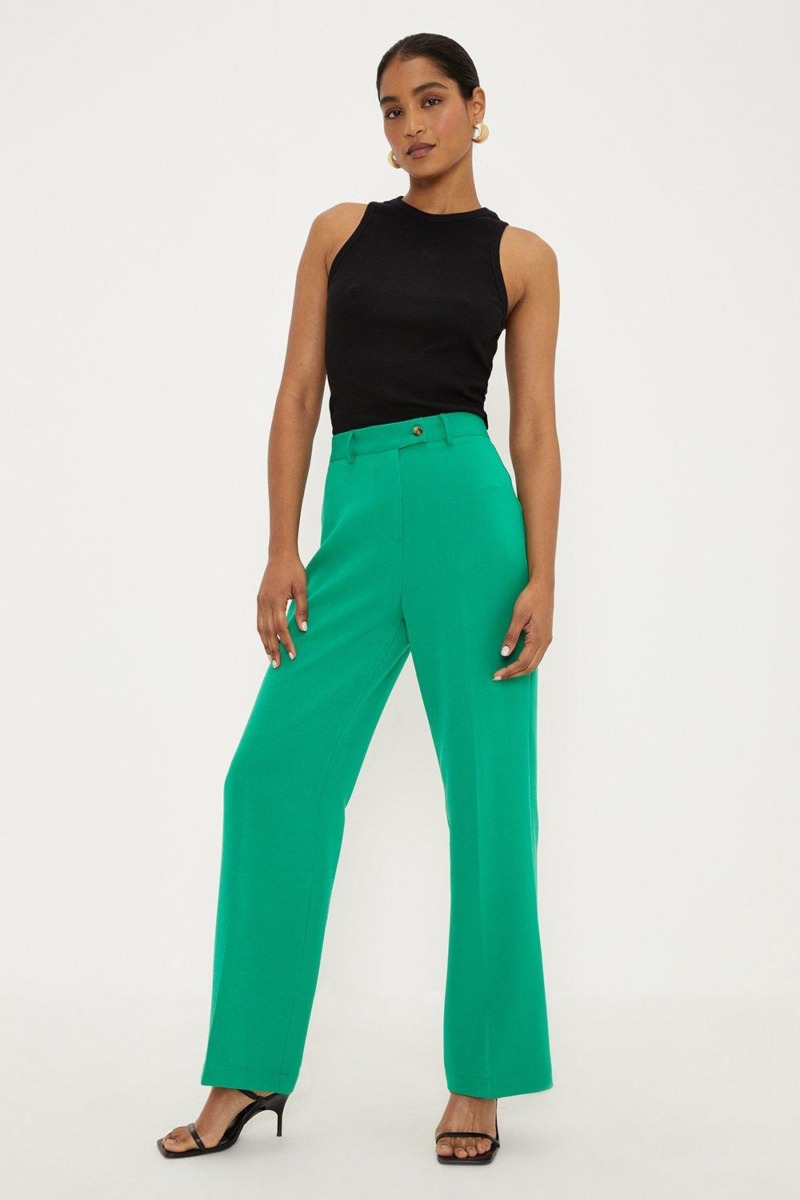 Women's Trousers Green - Dorothy Perkins GOOFASH
