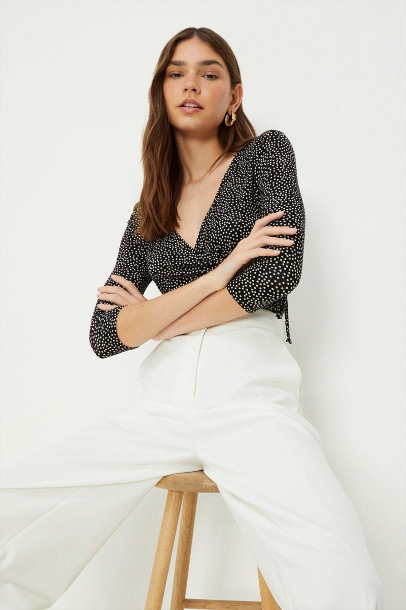 Wrap Top Black for Women from Dorothy Perkins GOOFASH