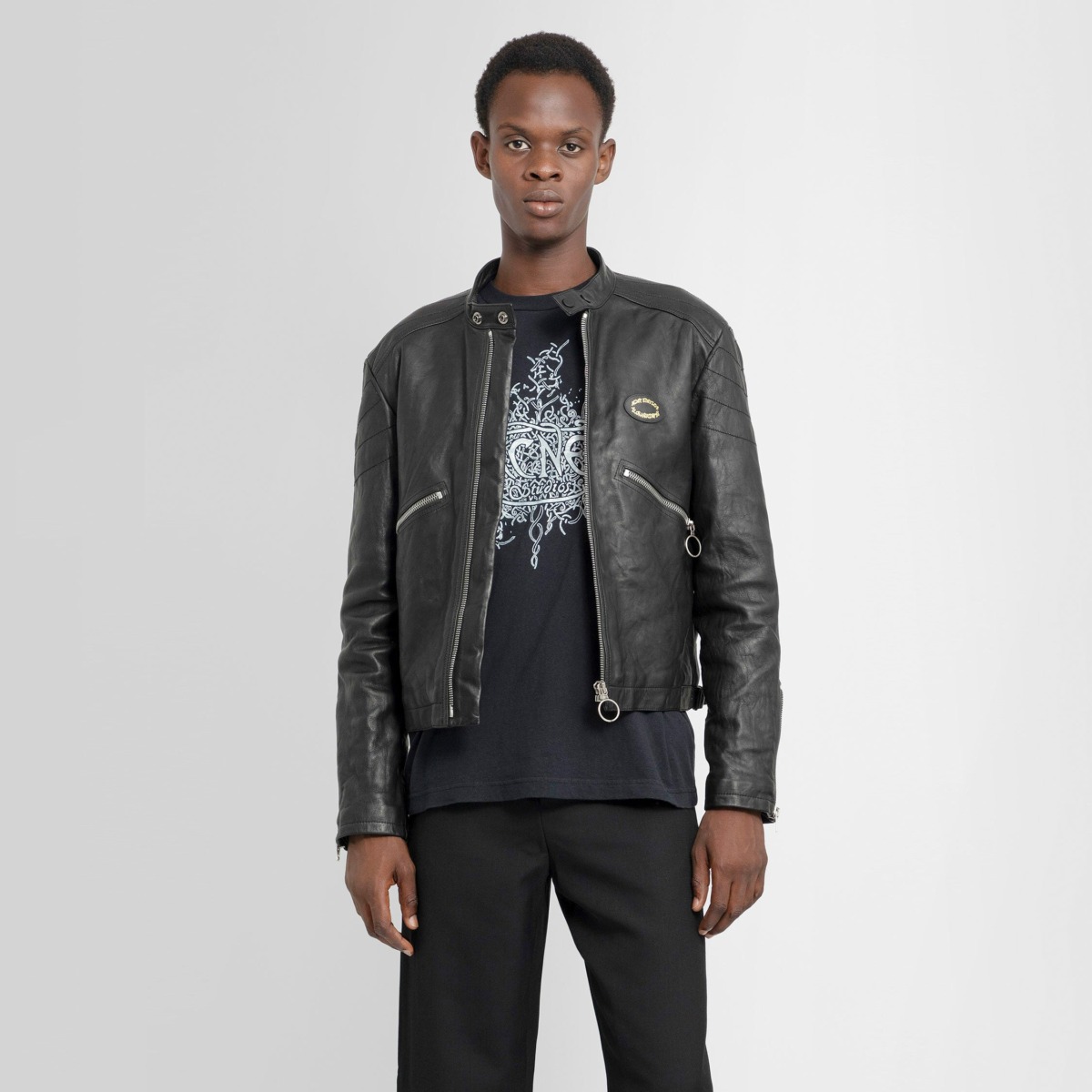 Acne Studios Black Leather Jacket Antonioli GOOFASH