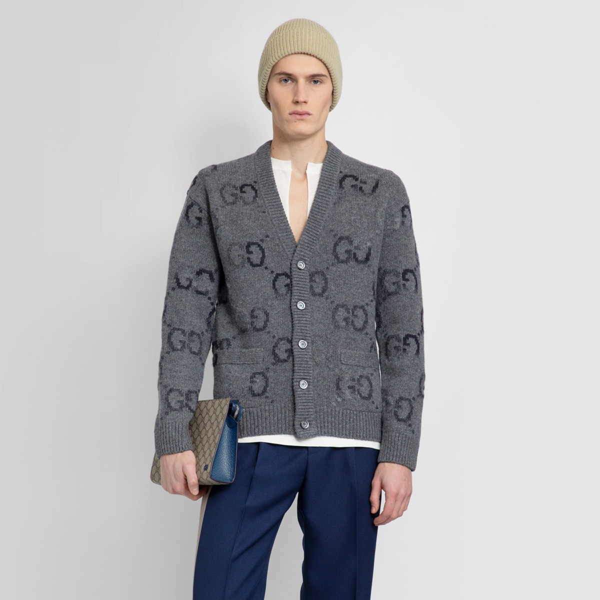 Antonioli - Mens Knitwear in Grey GOOFASH