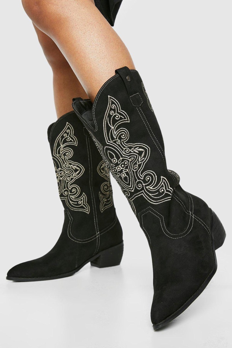 Black Cowboy Boots - Women - Boohoo GOOFASH