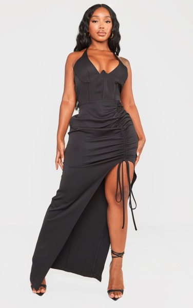 Black Ladies Maxi Dress - PrettyLittleThing GOOFASH