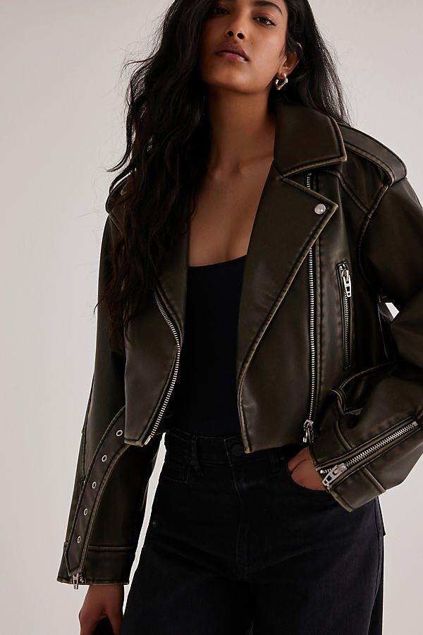 Blank NYC Women's Leather Jacket Black Anthropologie GOOFASH