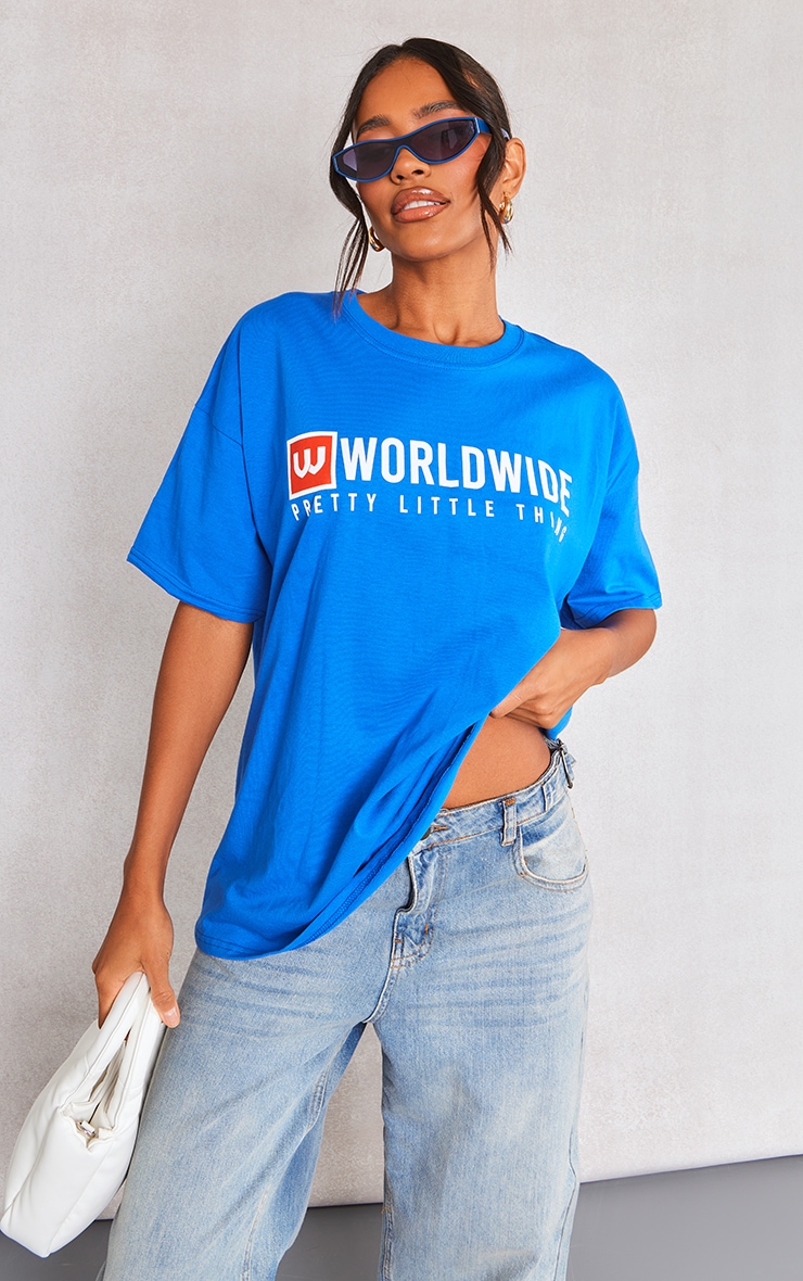 Blue Women's T-Shirt PrettyLittleThing GOOFASH