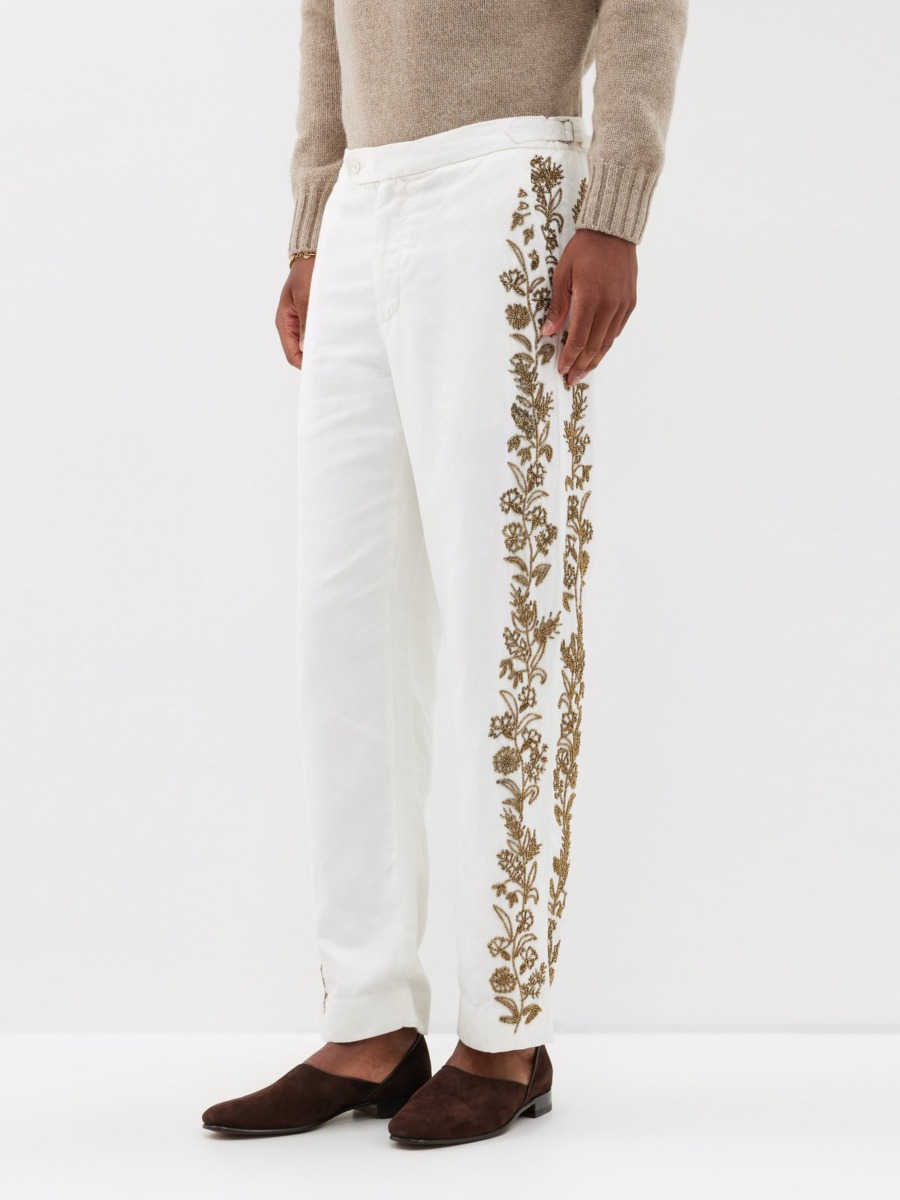 Bode Men Trousers Cream by Matches Fashion GOOFASH