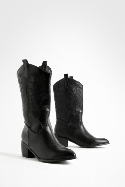 Boohoo - Cowboy Boots Black - Women GOOFASH
