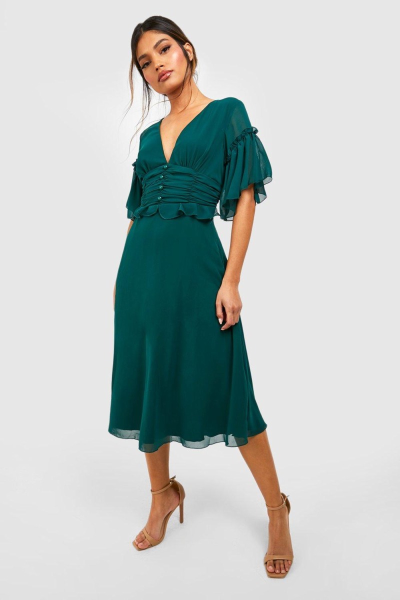 Boohoo - Green Smock Dress - Woman GOOFASH