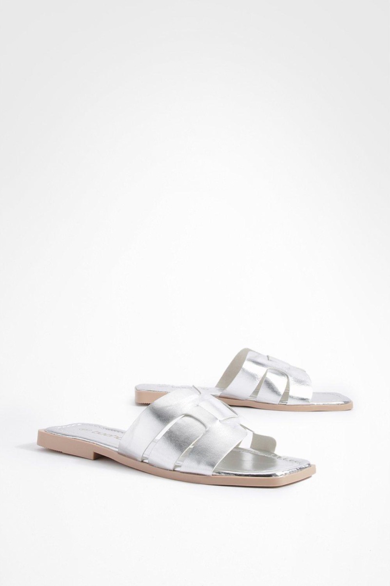 Boohoo - Grey Womens Flat Sandals GOOFASH