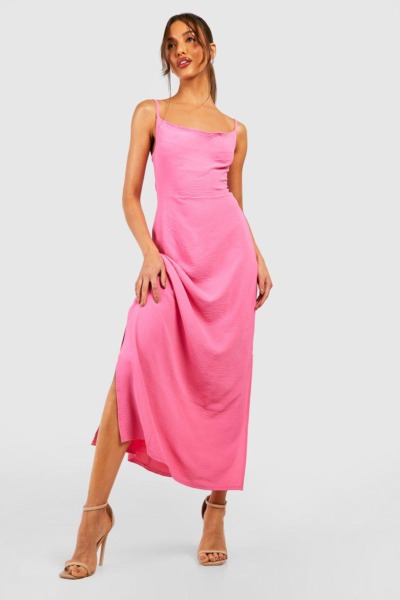Boohoo - Ladies Pink Midi Dress GOOFASH