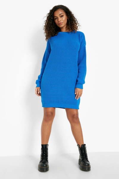 Boohoo - Lady Jumper Dress - Blue GOOFASH