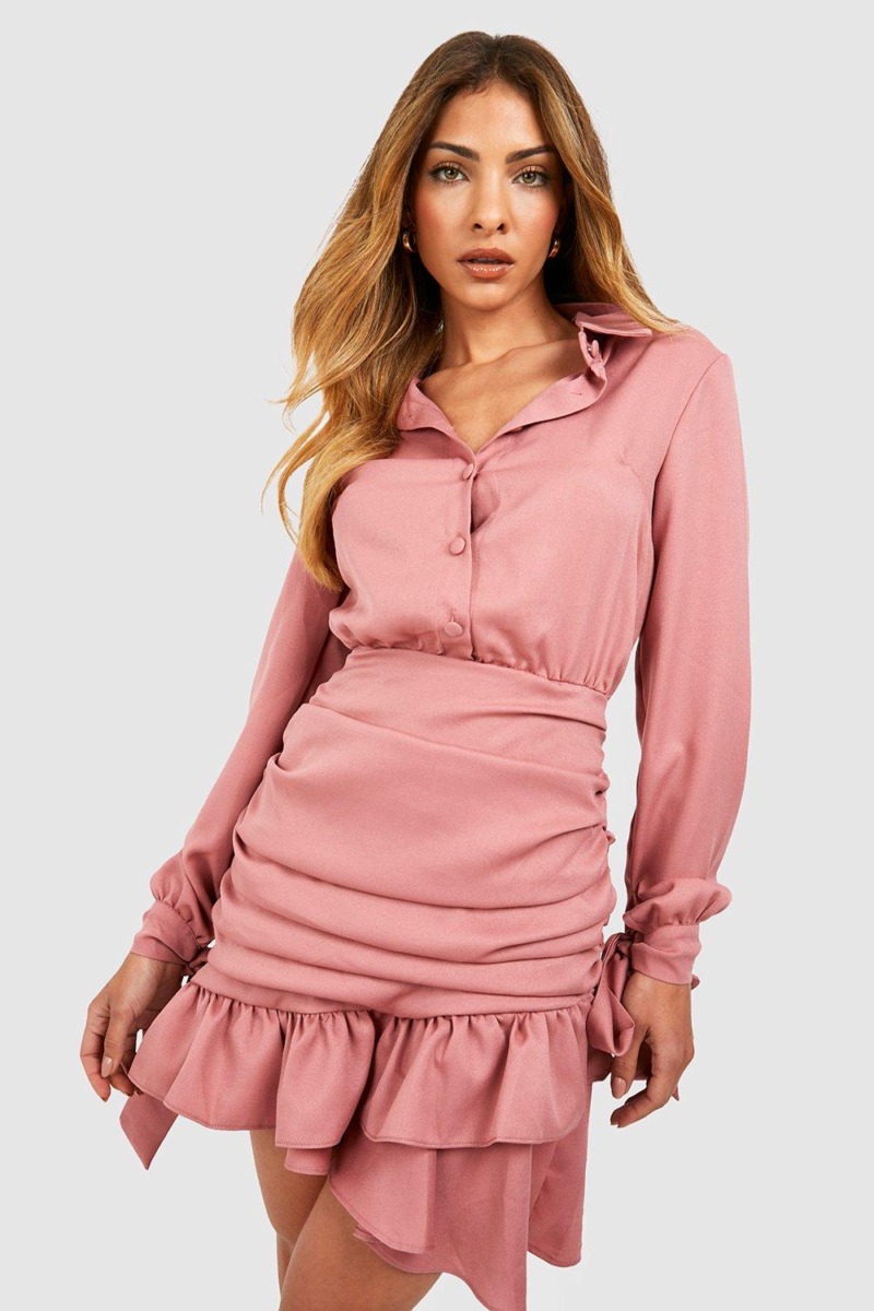 Boohoo - Lady Shirt Dress in Pink GOOFASH