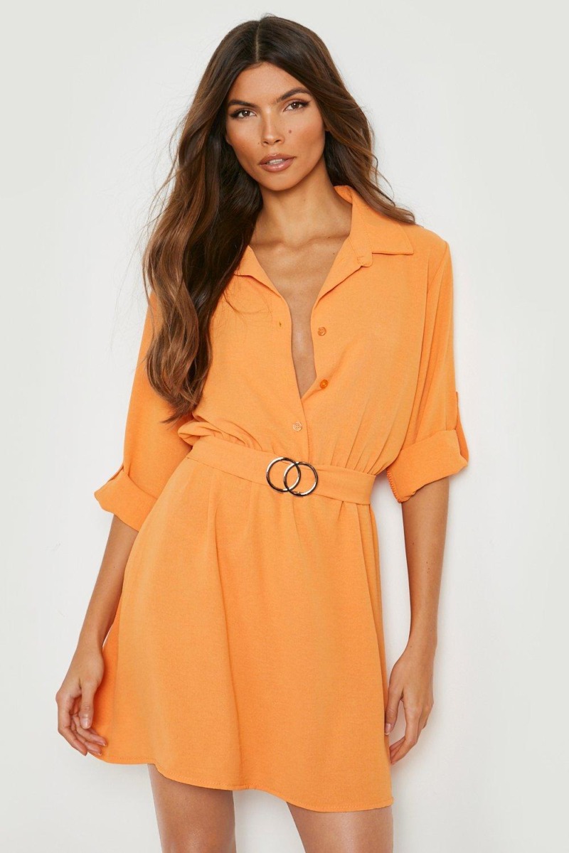 Boohoo - Woman Shirt Dress Orange GOOFASH