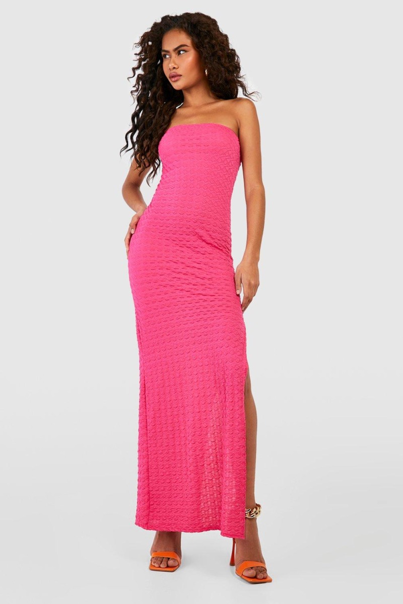 Boohoo - Women Bandeau Maxi Dress in Pink GOOFASH