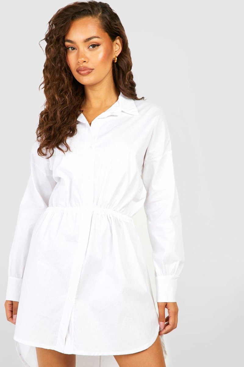 Boohoo Womens Shirt Dress in White GOOFASH