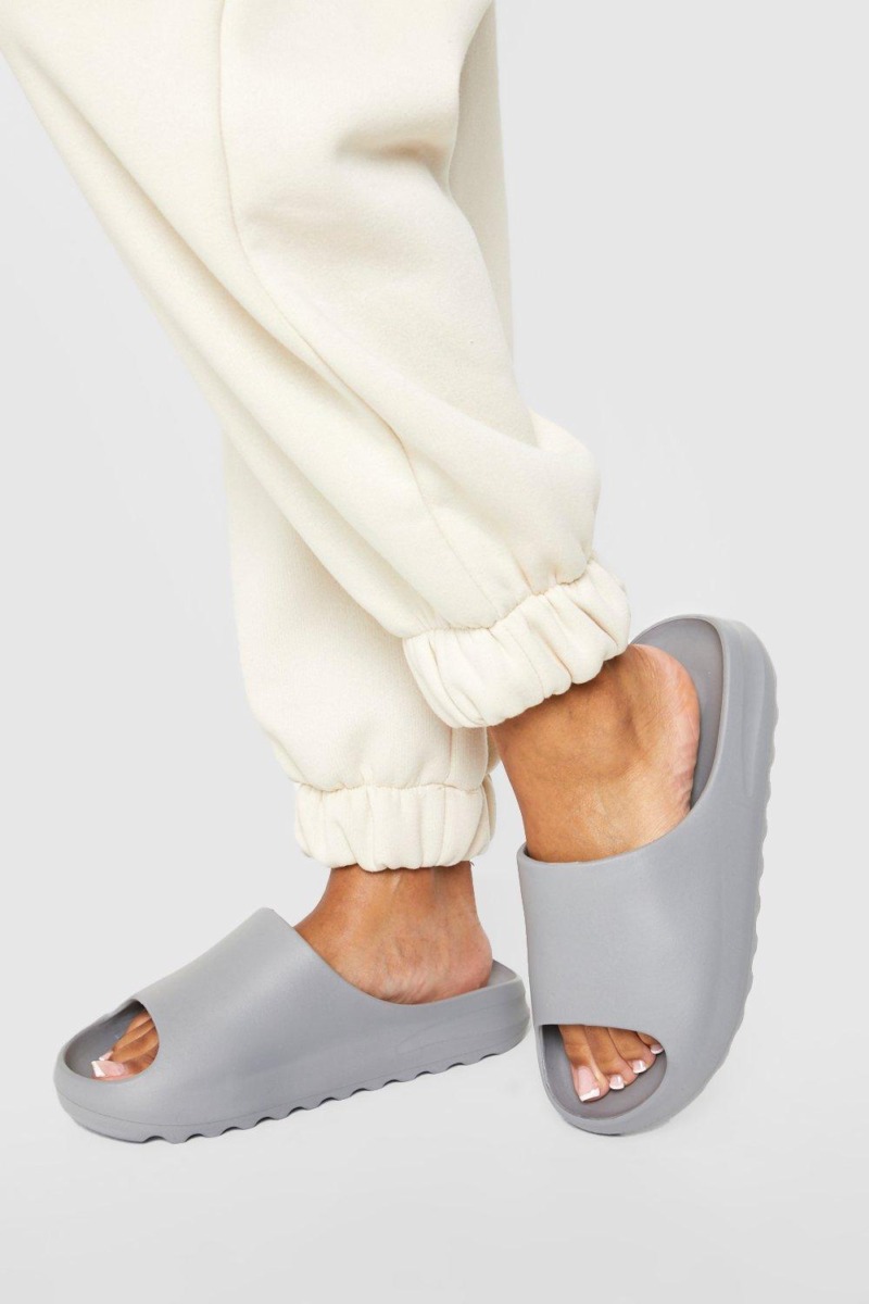 Boohoo Women's Sliders Grey GOOFASH