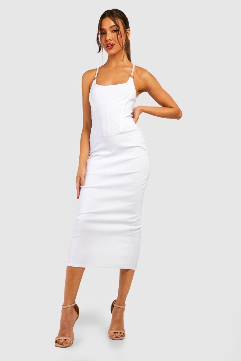 Boohoo - Womens White Midi Dress GOOFASH