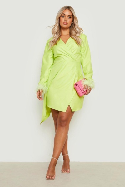 Boohoo - Wrap Dress Green GOOFASH