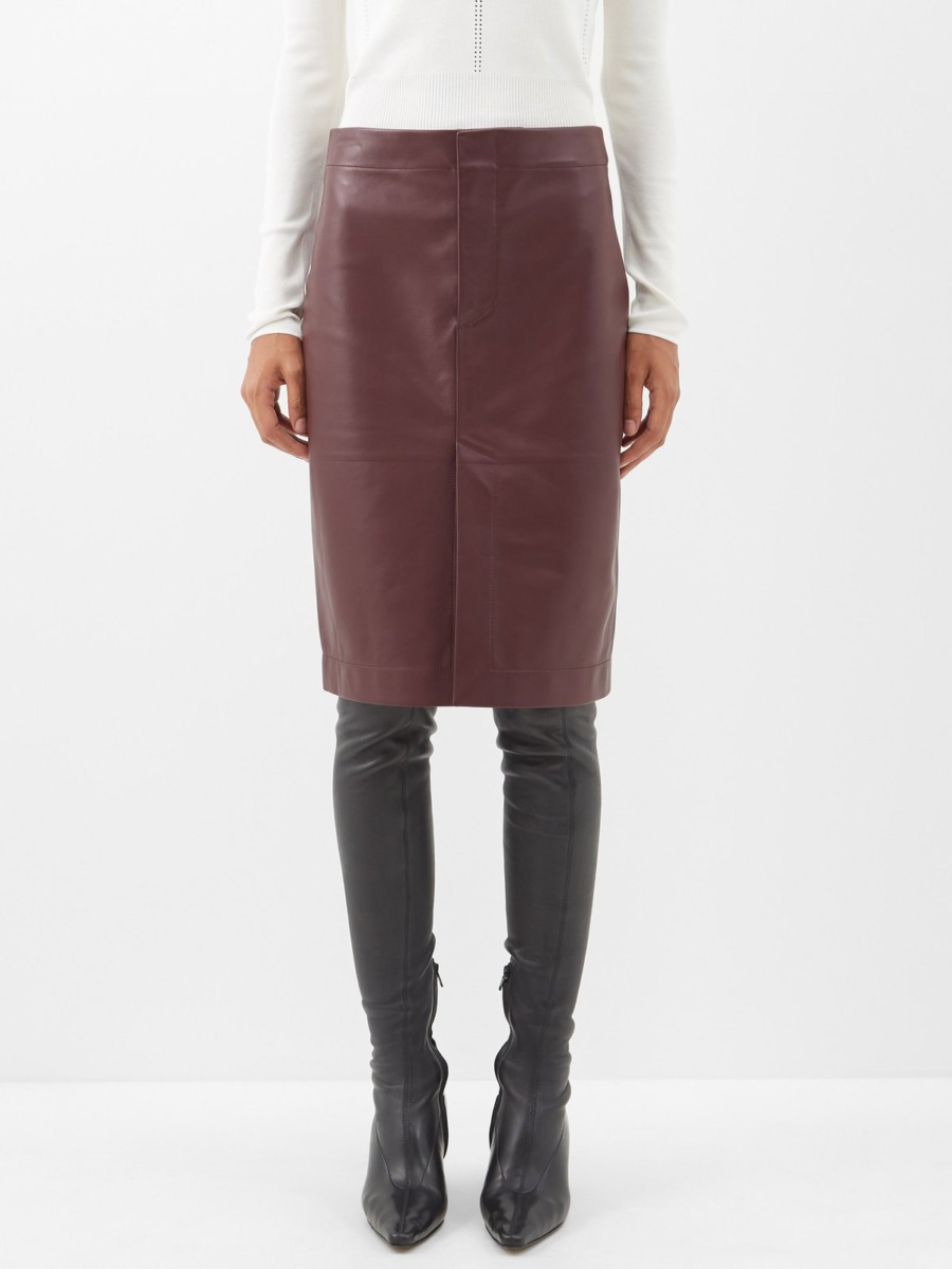 Bottega Veneta - Pencil Skirt Burgundy by Matches Fashion GOOFASH