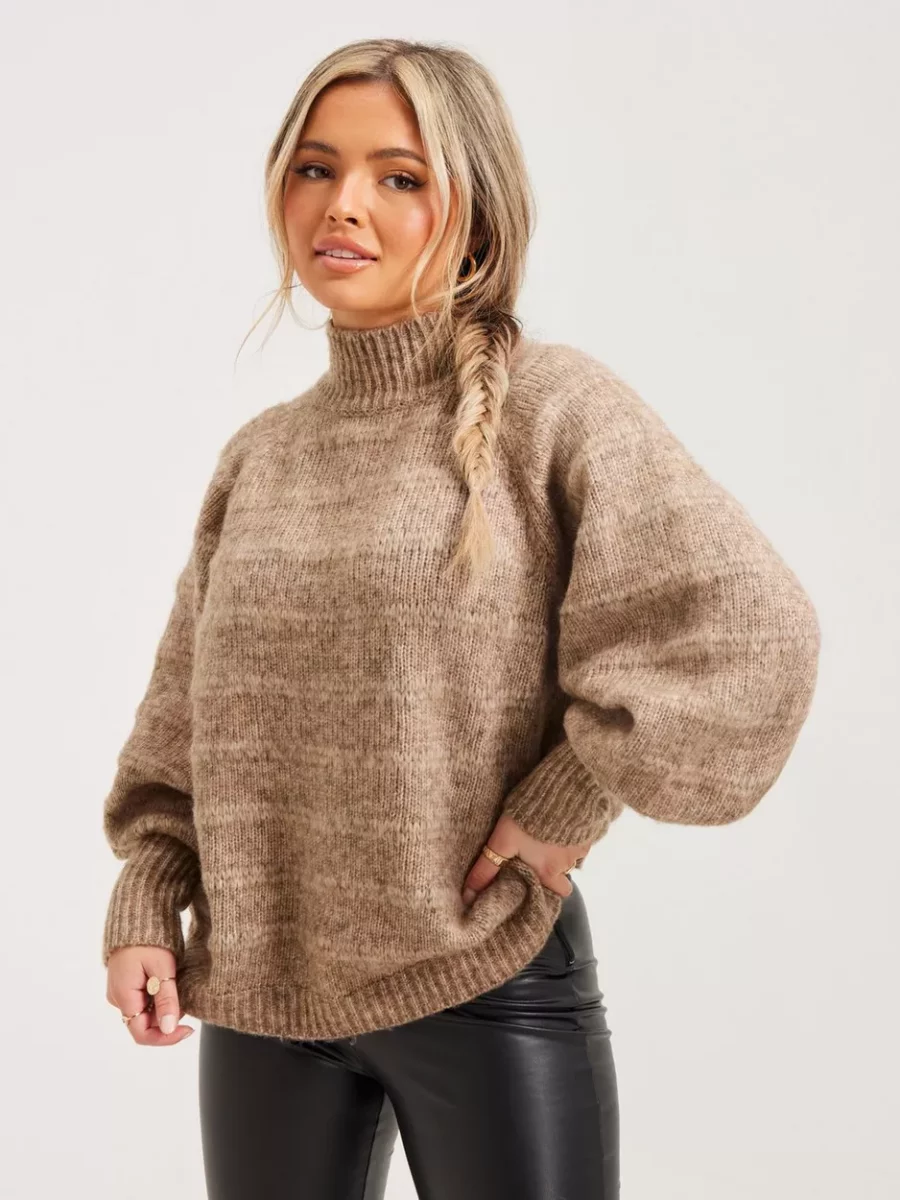 Brown - Knitted Sweater - Only - Woman - Nelly GOOFASH