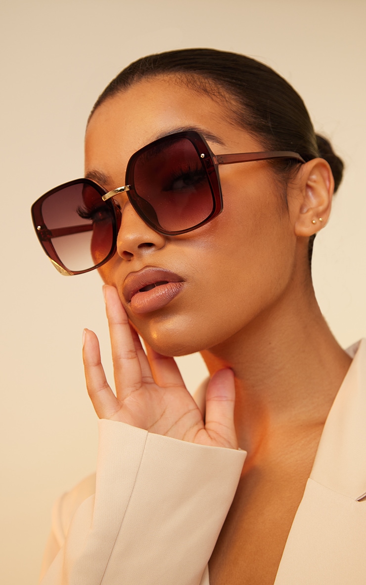 Brown - Women Square Sunglasses - PrettyLittleThing GOOFASH