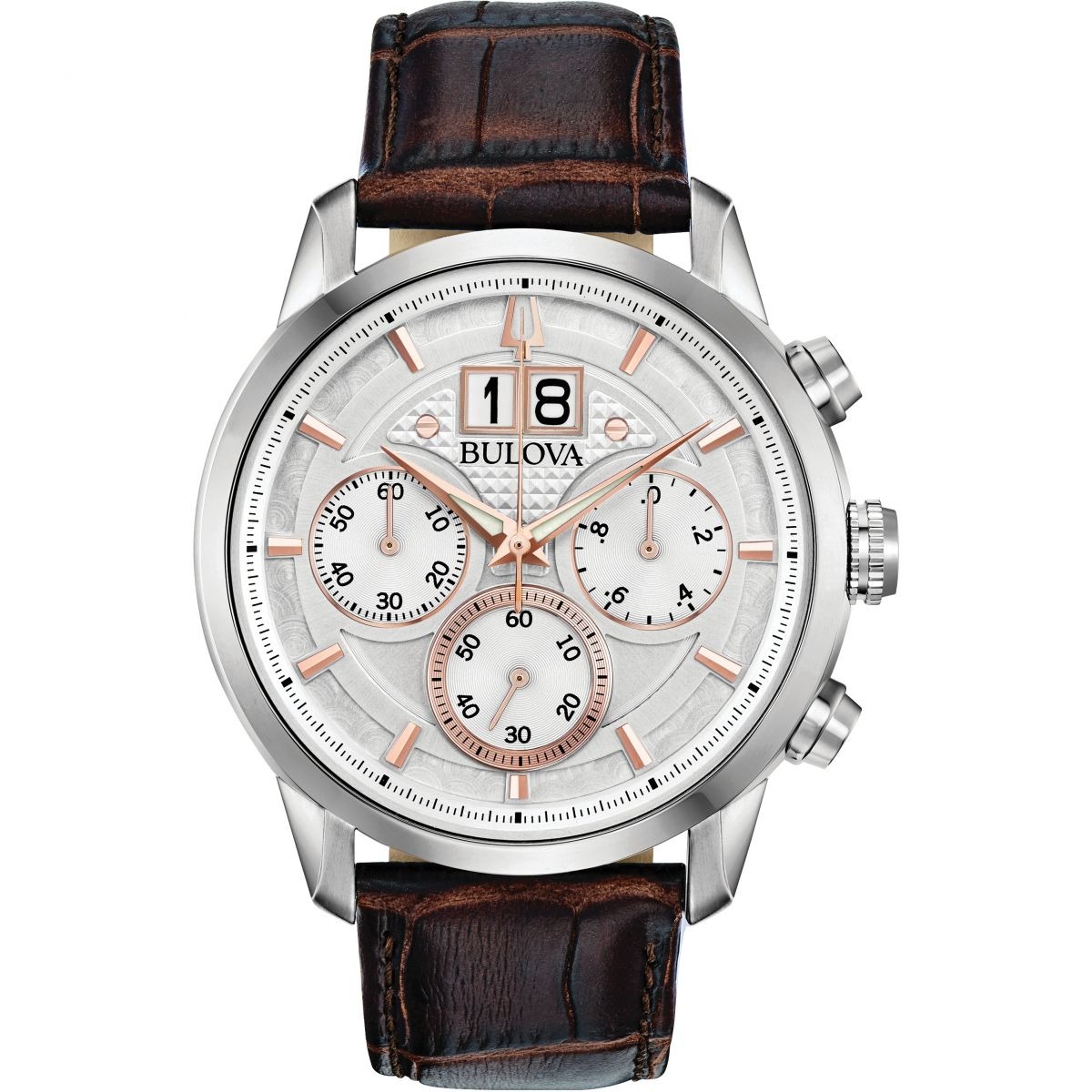 Bulova Gents White Chronograph Watch from Watch Shop GOOFASH
