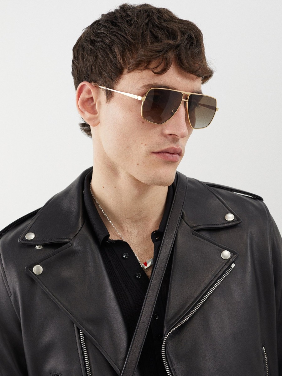Céline Man Sunglasses in Gold from Matches Fashion GOOFASH
