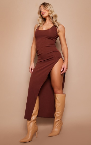 Chocolate Maxi Dress - PrettyLittleThing Woman GOOFASH
