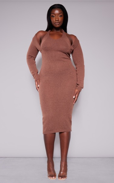 Chocolate Midi Dress for Women by PrettyLittleThing GOOFASH