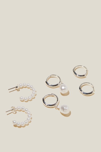 Cotton On - Ladies Silver Earrings GOOFASH