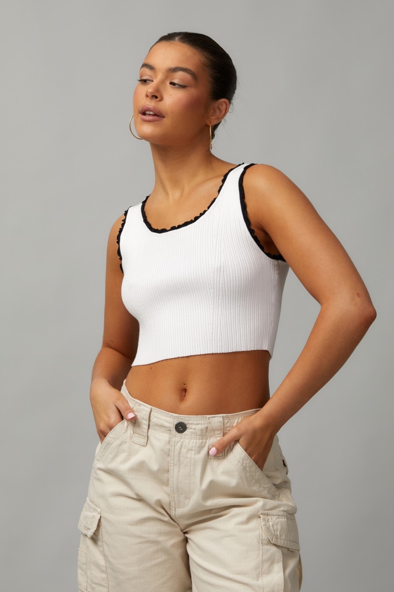 Cotton On Womens Cropped Tank Top in White from Factorie GOOFASH
