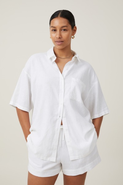 Cotton On Women's Short Sleeve Shirt White GOOFASH