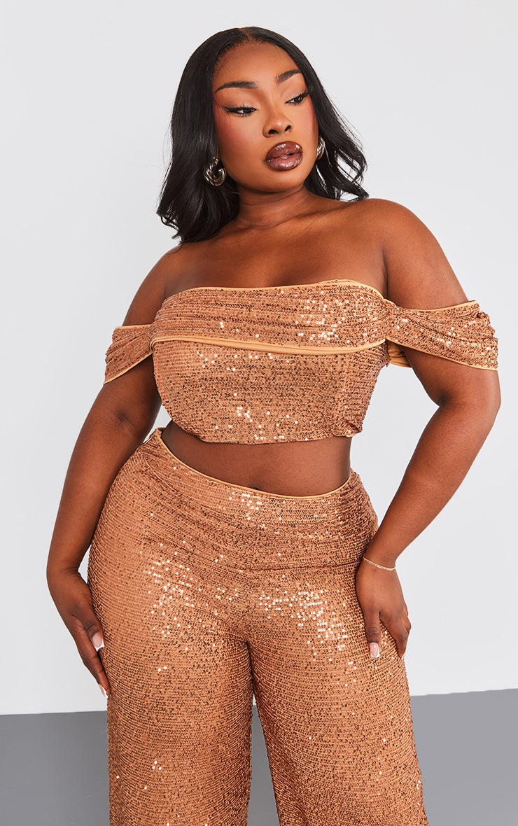 Crop Top Bronze for Woman from PrettyLittleThing GOOFASH