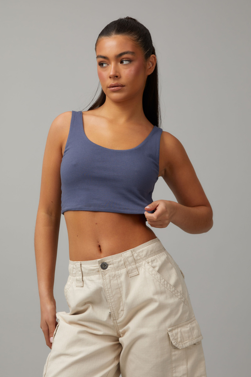 Cropped Tank Top in Blue - Cotton On - Factorie GOOFASH