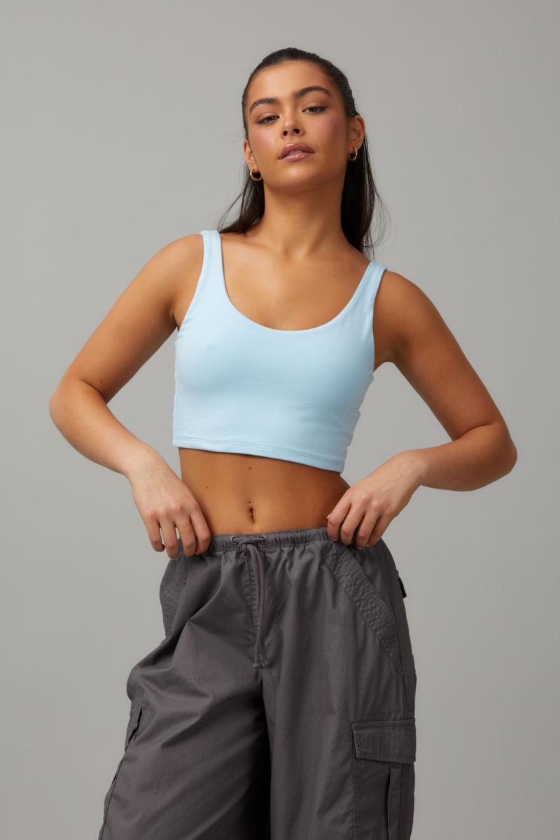 Cropped Tank Top in Blue Cotton On Woman - Factorie GOOFASH