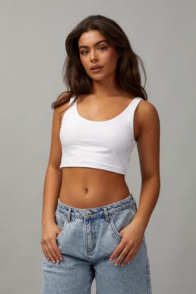 Cropped Tank Top in White - Cotton On - Factorie GOOFASH