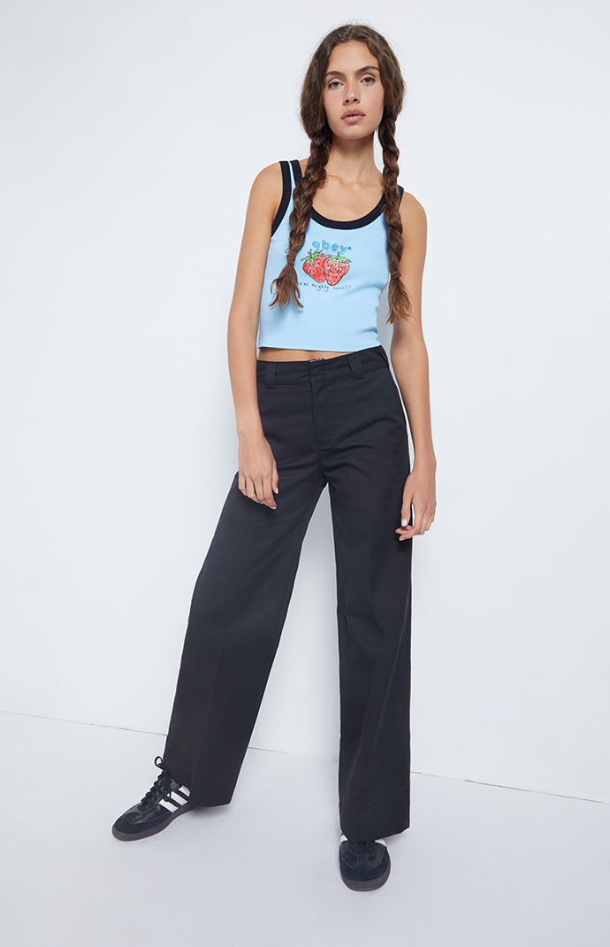 Dickies Women Wide Leg Trousers Black from Pacsun GOOFASH