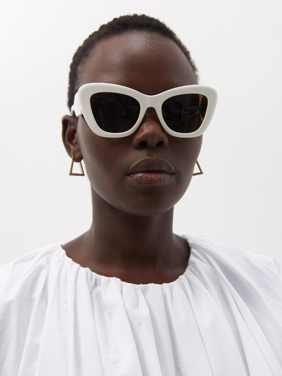 Dior Cat Eye Sunglasses in Ivory by Matches Fashion GOOFASH