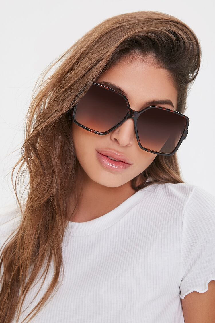 Forever 21 - Woman Square Sunglasses Brown GOOFASH