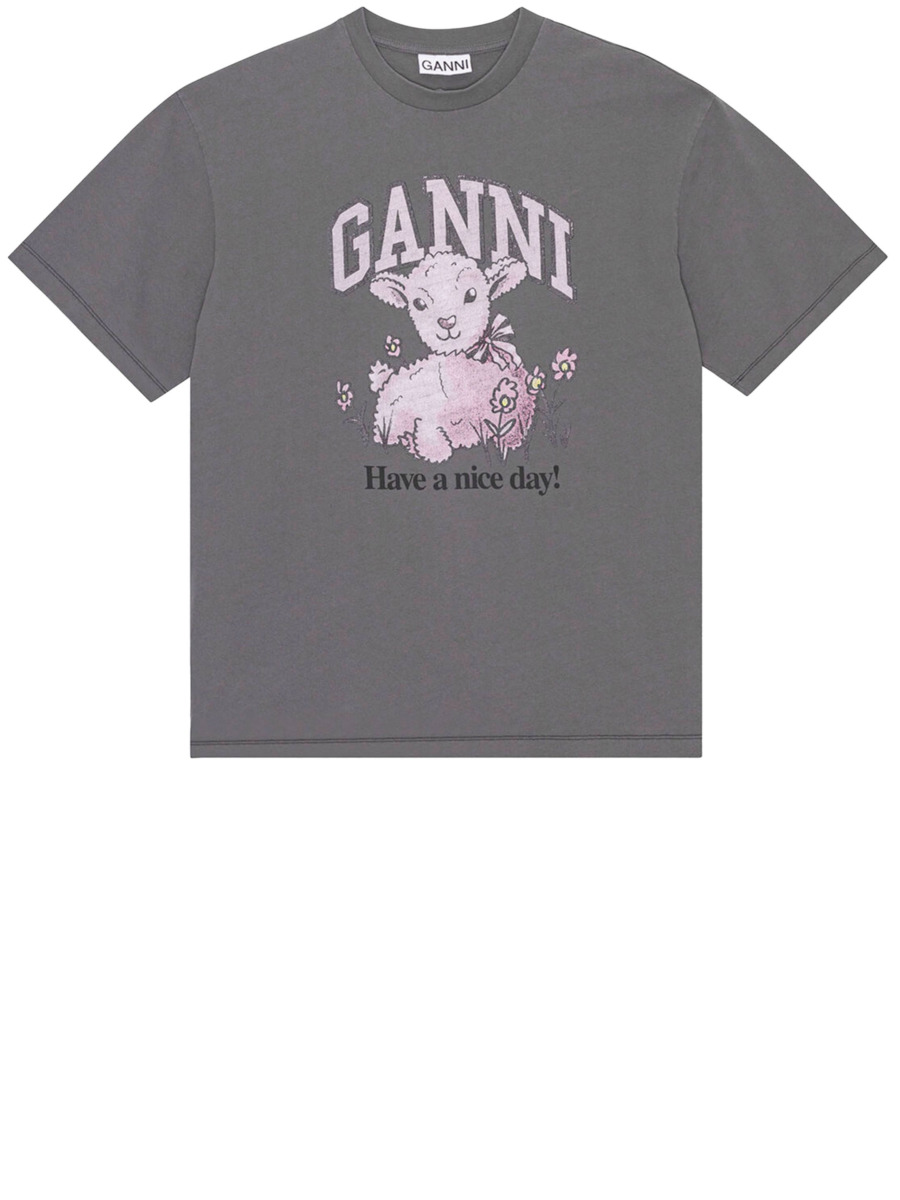 Ganni Grey T-Shirt for Woman by Leam GOOFASH