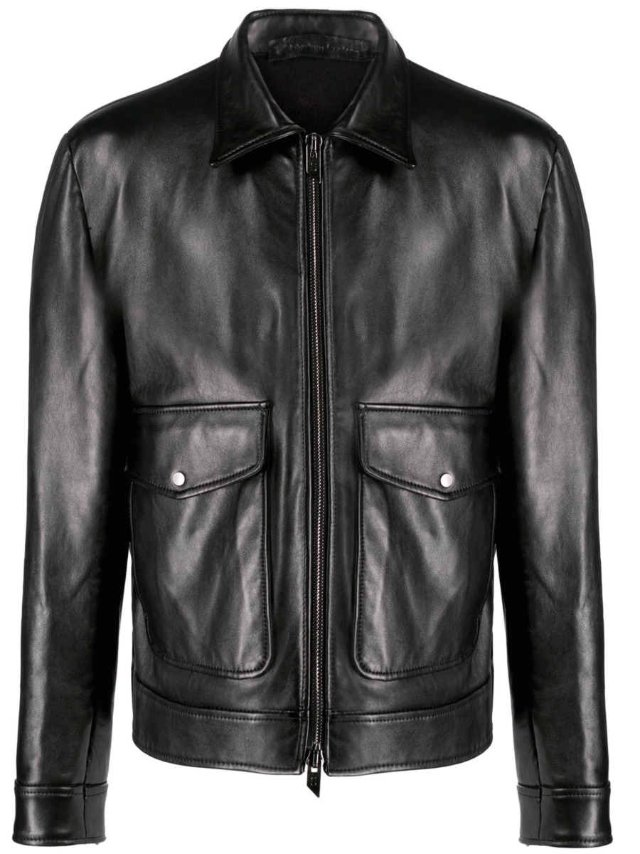 Gents Black Leather Jacket - Leam GOOFASH
