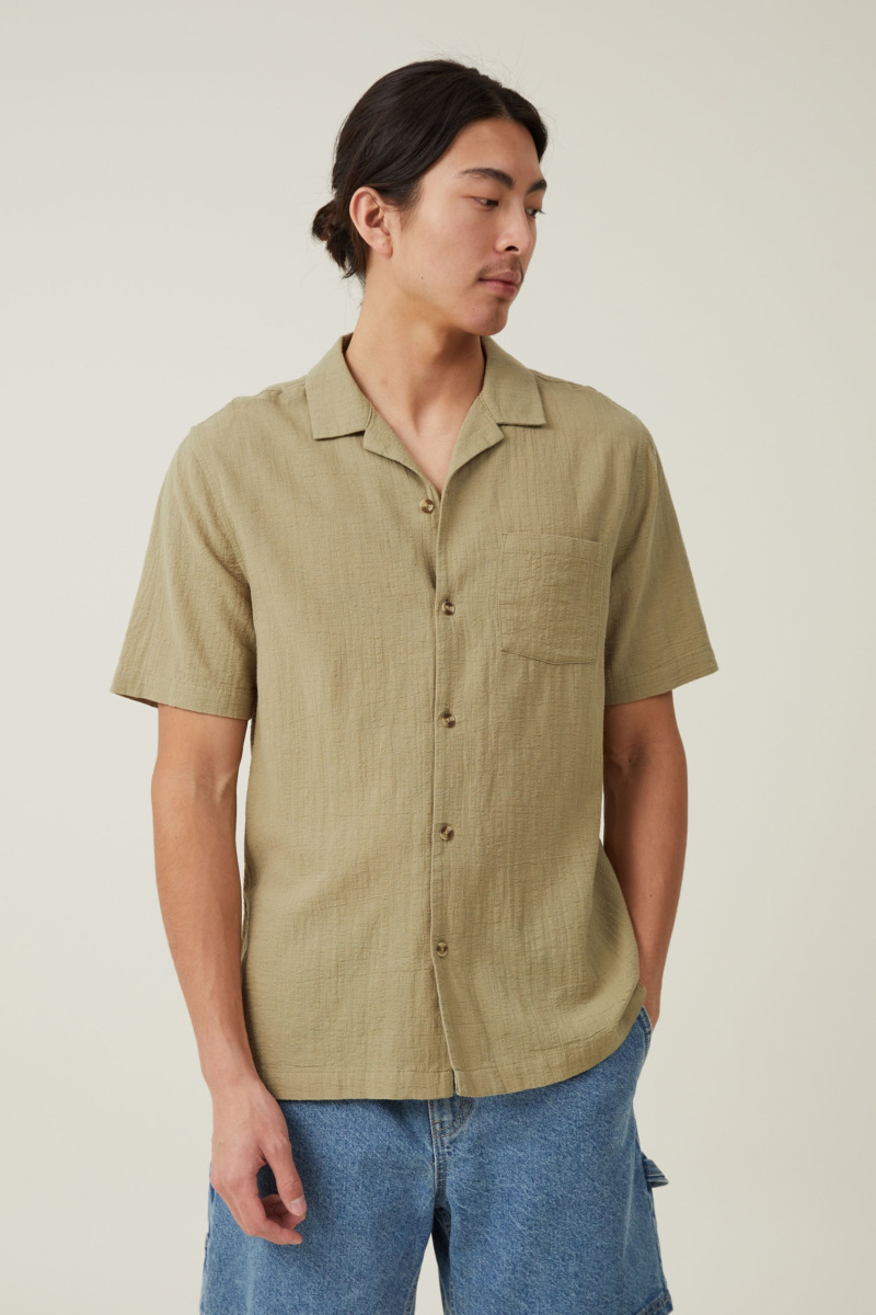 Green Man Short Sleeve Shirt Cotton On GOOFASH