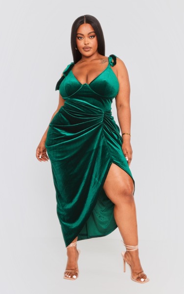 Green Midi Dress by PrettyLittleThing GOOFASH