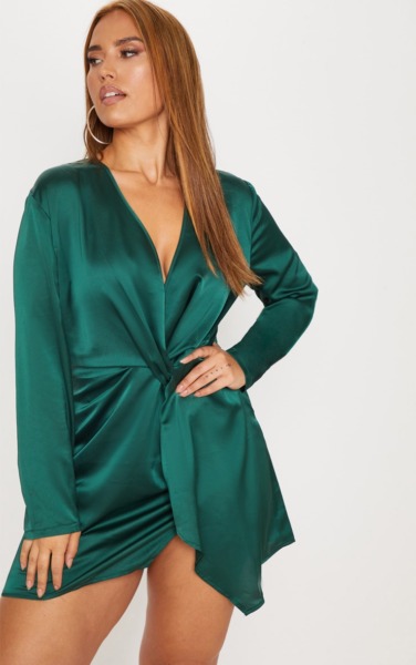 Green Wrap Dress from PrettyLittleThing GOOFASH