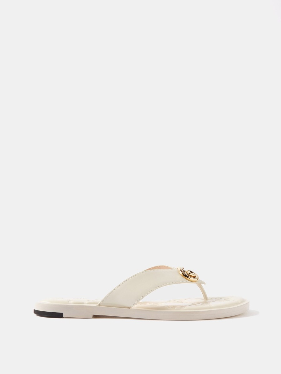 Gucci Women's Flat Sandals in White by Matches Fashion GOOFASH