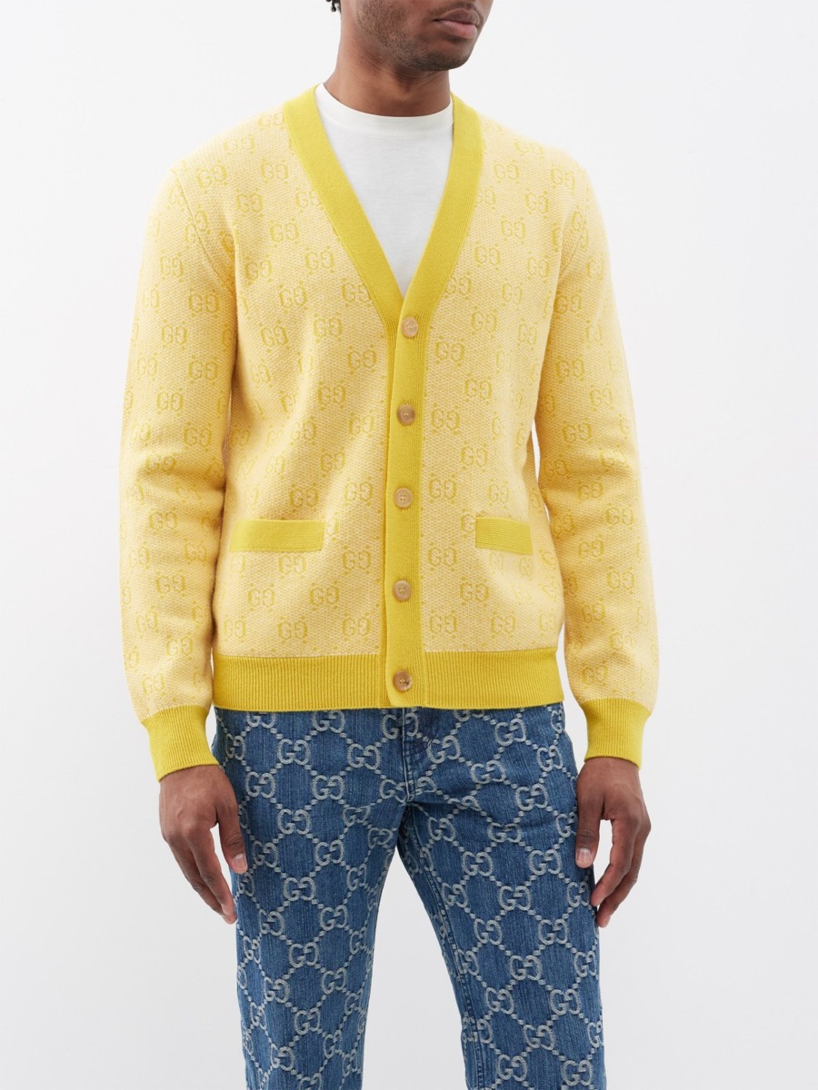 Gucci Yellow Man Cardigan Matches Fashion GOOFASH