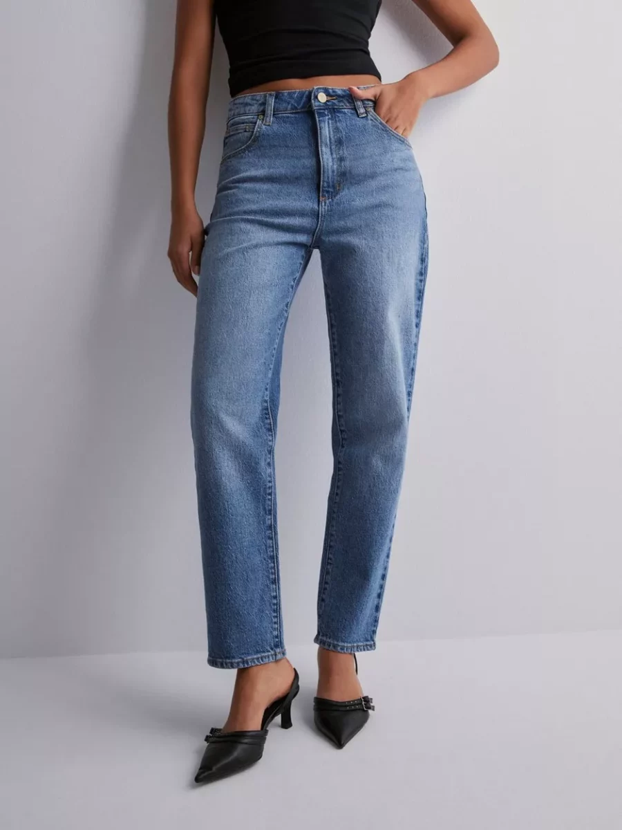 High Waist Jeans Blue by Nelly GOOFASH