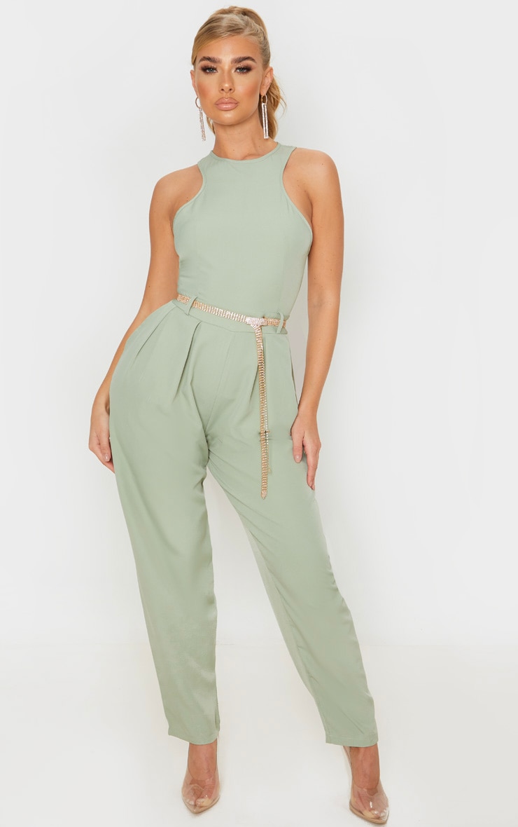 Jumpsuit in Green at PrettyLittleThing GOOFASH