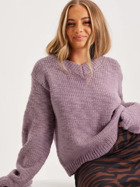 Knitted Sweater Purple at Nelly GOOFASH