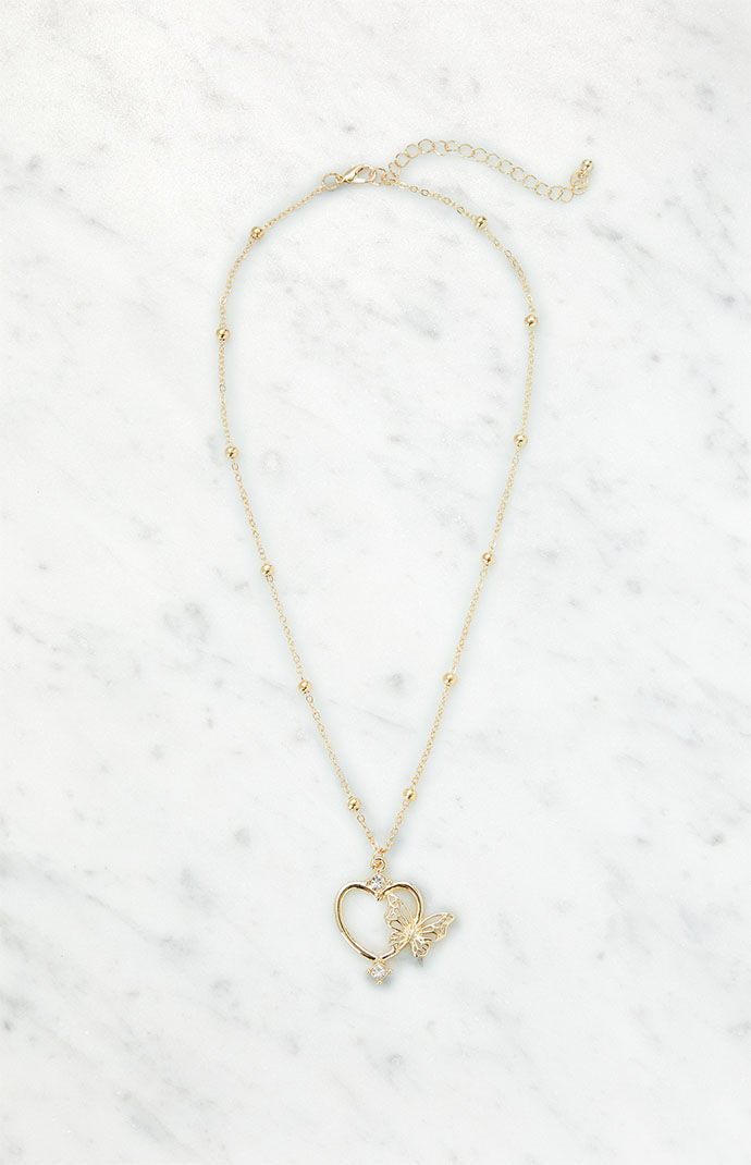 La Hearts Necklace Gold for Woman at Pacsun GOOFASH
