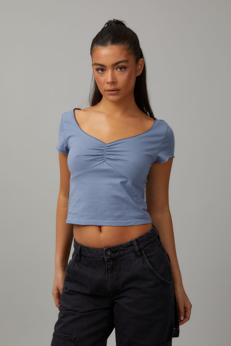Ladies Blue T-Shirt Factorie Cotton On GOOFASH